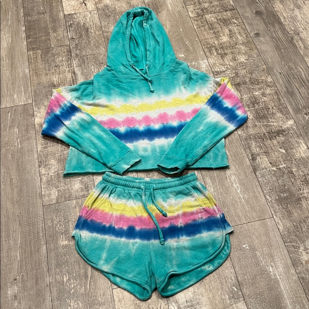 GoodhYOUman Teal and Yellow Tie-Dye Set Small